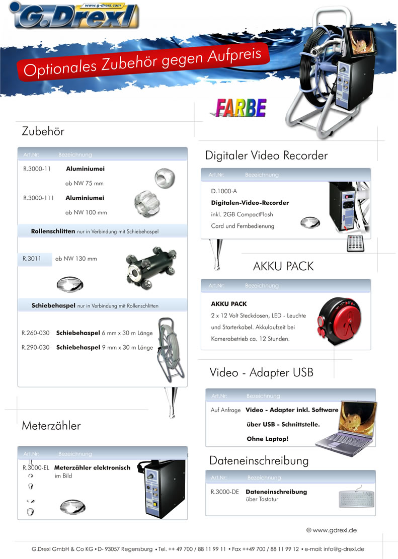 Als Hersteller von Kanalinspektionskameras, bieten wir Ihnen ein sehr umfangreiches Sortiment an hochwertigen Produkten.